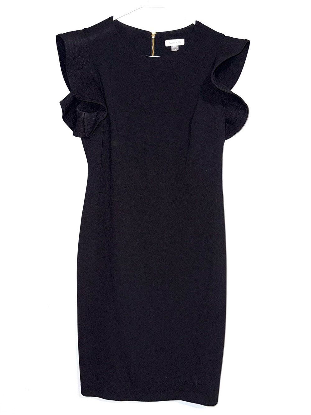 Calvin Klein Women’s 12 Black Ruffle Sleeve Sheath Dress